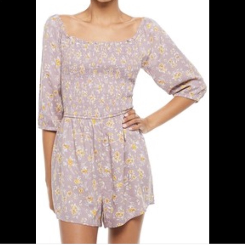 Lilac smocked bodice romper MED